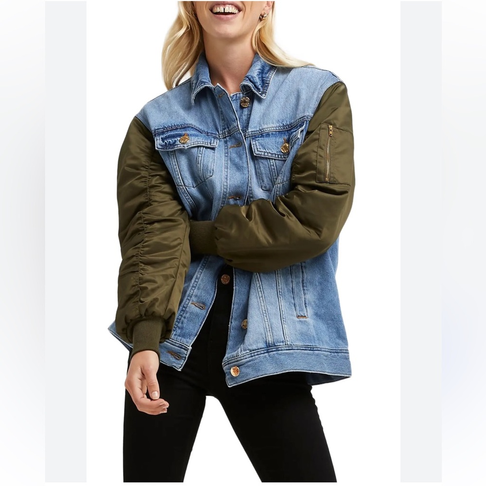 Bagatelle Blue and Olive Jean Jacket